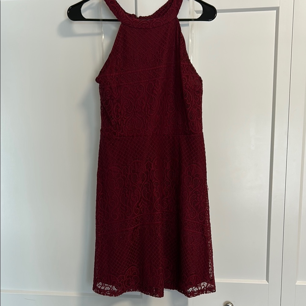 Elegant Burgundy Lace Dress